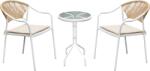 Mobikon Set masa 2 scaune gradina alb bej Elior 56x60x85 cm, 46x71.5 cm (0000354703)
