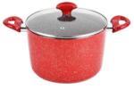 BOHMANN Cratita inalta 4.3 litri Bohmann rosie marmorata interior si exterior din aluminiu forjat, 24x13cm, Inductie, Rosu (BH 7357-13)