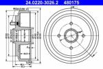 ATE Tambur frana ATE 24.0220-3026.2 (24.0220-3026.2) - automobilus