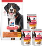Hill's Science Plan Adult Dog Large Dry Chicken cu pui 14 kg talie mare + 3 conserve 370 g GRATIS