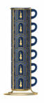 Bialetti Deco Glamour espresso 6 db-os csésze szett állvánnyal, kék