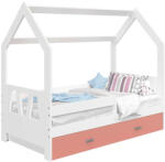 Komfortéka Házi fenyő gyerekágy D3A/fehér/rózsaszín + fiók