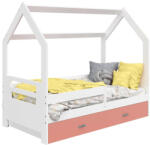 Komfortéka Házi fenyő gyerekágy D3B/fehér/rózsaszín + fiók