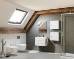 Savinidue Zaffiro 60cm-es két ajtós fürdőszobaszekrény fényes fehér + mosdó - smartbutor