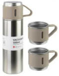  Rozsdamentes acél , szilikon bevonattal mini termosz és + 2 db csésze szett, 500 ml-es, cappuccino színű (5995206011262)