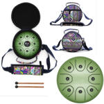  Tongue Drum din Otel - Handpan Verde 5.5 Inch/13.97 cm - 1 Buc Castron