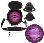  Tongue Drum din Otel - Handpan Violet 7 Note - 8 Inch/20, 3 cm - 1 Buc Castron