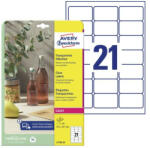 Avery L7782-25 Avery víztiszta átlátszó címke 63, 5x38, 1mm