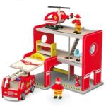 Viga Toys Statie de pompieri din lemn cu elicopter si pompieri (VIG50828)