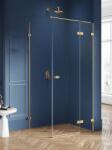 NEW TRENDY Avexa Gold Brushed cabină de duș 90x80 cm dreptunghiular auriu periat/sticlă transparentă EXK-1733 (EXK1733)