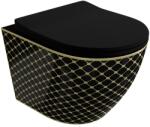 Lavita Sofi Slim Black Night vas wc cu capac soft-close agăţat fără margine negru-auriu lucios 5900378335450 (5900378335450)
