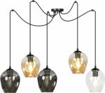 Emibig Level lampă suspendată 5x60 W negru-transparent-chihlimbar-grafit 759/5 (7595)