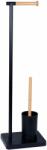 BISK Umbra suport cu perie wc negru-lemn 08168 (08168)