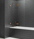 New Trendy Avexa Copper Brushed paravan cadă 100 cm două piese cupru periat/sticlă transparentă EXK-3808 (EXK3808)