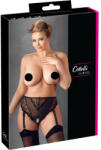 Cottelli Collection Plus Size - csipke harisnyatartós bugyi (fekete) (23103681081) - szexshop