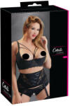 Cottelli Plus Size - pántos, gyűrűs push-up melltartó (fekete) (22209381451) - szexshop