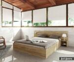 Bogdan Furniture I Спалня с нощни шкафчета Mod 2007, Сонома арвен/Бял гланц