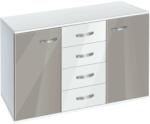Bogdan Furniture G Скрин с чекмеджета и вратички Мебели Богдан, модел BM-Ava 1200, бял гланц и сиво