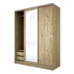 Bogdan Furniture I Гардероб с плъзгащи врати и огледало Mod 1006, Дъб артисан