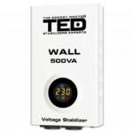 TED Electric Stabilizator tensiune retea pentru perete, 300 W 500VA, AVR LCD, 2 iesiri schuko, WALL, TED002174 (TED002174)