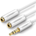UGREEN Cablu audio Ugreen AV123, Jack 3.5 mm Male - 2x Jack 3.5 mm Female, 0.2m, alb-gri (10780)
