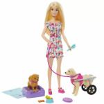 Mattel Barbie: Barbie blondă cu cățeluș în scaun cu rotile (HTK37) Papusa Barbie