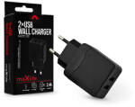 MaxLife 2xUSB hálózati töltő adapter - Maxlife MXTC-02 2xUSB Wall Fast Charger -5V/2, 4A - fekete (TF-0013)