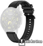  Okosóra szíj - szilikon - FEKETE - 125mm + 86mm hosszú, 18mm széles - Xiaomi Mi Watch (For China Market) / Fossil Gen 4 / HUAWEI TalkBand B5 / Watch GT 4 41mm / Garmin Venu 3S