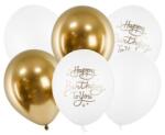  Lufi Happy Birthday 30cm fehér, arany 6db/csomag (SB14P-305-000-6)