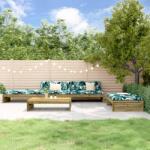 vidaXL Set mobilier de grădină cu perne, 5 piese, lemn de pin tratat (3186150) - maryon