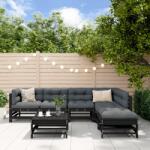 vidaXL Set mobilier de grădină cu perne, 7 piese, negru, lemn masiv (3185980) - maryon