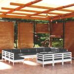 vidaXL Set mobilier de grădină cu perne, 13 piese, alb, lemn de pin (3097284) - maryon