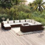 vidaXL Set mobilier de grădină cu perne, 11 piese, maro, poliratan (3102698) - maryon