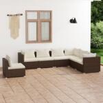 vidaXL Set mobilier de grădină cu perne, 7 piese, maro, poliratan (3102354) - maryon