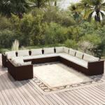 vidaXL Set mobilier de grădină cu perne, 11 piese, maro, poliratan (3102530) - maryon