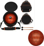  Tongue Drum din Otel - Handpan Rosu 7 Note - 10 Inch/25.4 cm - 1 Buc Castron