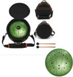  Tongue Drum din Otel - Handpan Verde 7 Note - 10 Inch/25.4 cm - 1 Buc Castron