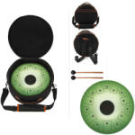 Tongue Drum din Otel - Handpan Verde 7 Note - 14 Inch/35.56 cm - 1 Buc Castron
