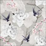 Ambiente Oriental Flowers Grey papírszalvéta 33x33cm, 20db-os