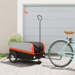 vidaXL fekete-narancssárga vas kerékpár-utánfutó 45 kg (94061) - vidaxl