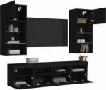 vidaXL 5 darab fekete szerelt fa fali TV-bútor LED-del (3216744) - vidaxl