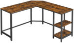 SONGMICS Sarok íróasztal / számítógépasztal + polc - Vasagle Loft - 138 x 138 cm (LWD72X)