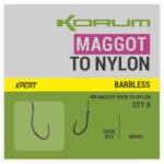 Korum Xpert Maggot Hooks To Nylon Monofil Előkötött Szakáll Nélküli Horog 12 (K0310209)