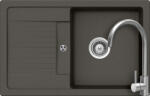 SCHOCK Schock Lima D-100S konyhai mosogatótálca 780 x 500 mm Cristalite Asphalt, aszfaltszürke és Schock Prima konyhai csaptelep rozsdamentes acél (LID10SASPREDM)