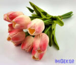  Tulipán 10 szálas gumi köteg 34 cm - Krém-Rózsaszín