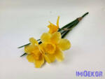  Nárcisz 3 ágú gumis-selyem csokor 43 cm - Sárga