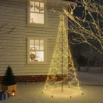 vidaXL meleg fehér 500 LED-es karácsonyfa fémoszloppal 3 m (328623) - balena