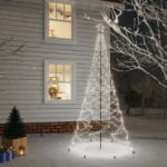 vidaXL hideg fehér 500 LED-es karácsonyfa fémoszloppal 3 m (328626)