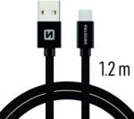 SWISSTEN USB-A apa - USB-C apa 2.0 Adat és töltő kábel - Fekete (1.2m) (71521201)