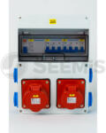 TP Electric Szerelt Ipari Doboz Installációvalállvánnyal, 1x(5p16a)+1x(5p32a)+4x(2p+f), Ip44, Kismegsz. , Fí-relé (3320-004-5700kfa)